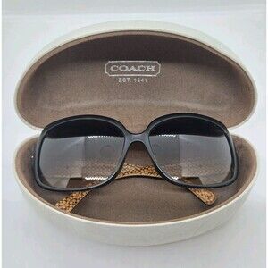 Coach HC8027 L902 Scarlett Oversized Sunglasses Black Brown Gradient w/ Case